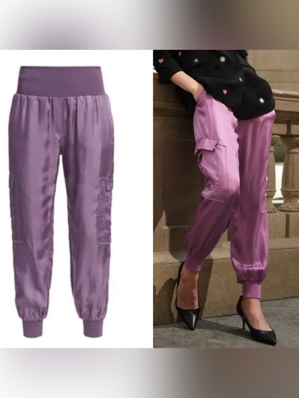 Cinq a Sept Giles Jogger Pants Cargo Joggers Women’s Size Medium Purple